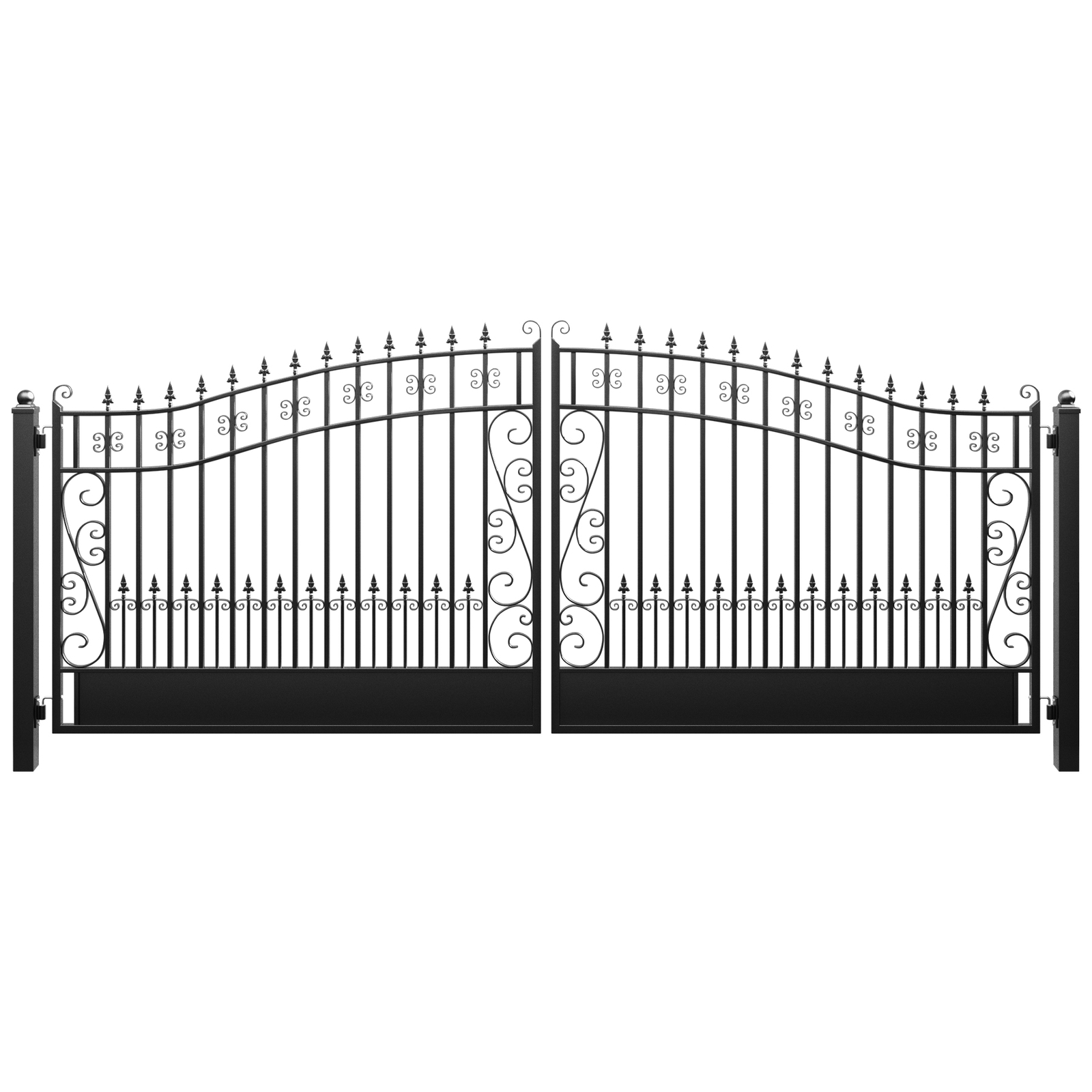 ZUMI 16x6 ft. Dual Swing Driveway Gates Outdoor Steel Swing Gates for Driveway