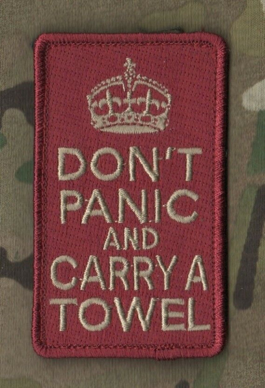 GREEN BERETS SPECIAL WARFARE SAS JTF vêlkrö PATCH: DON'T PANIC 'n CARRY a TOWEL