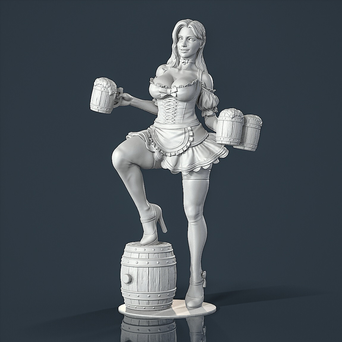 Unpainted resin figurine woman girl beer  1/18 1/24 1/43 1/32