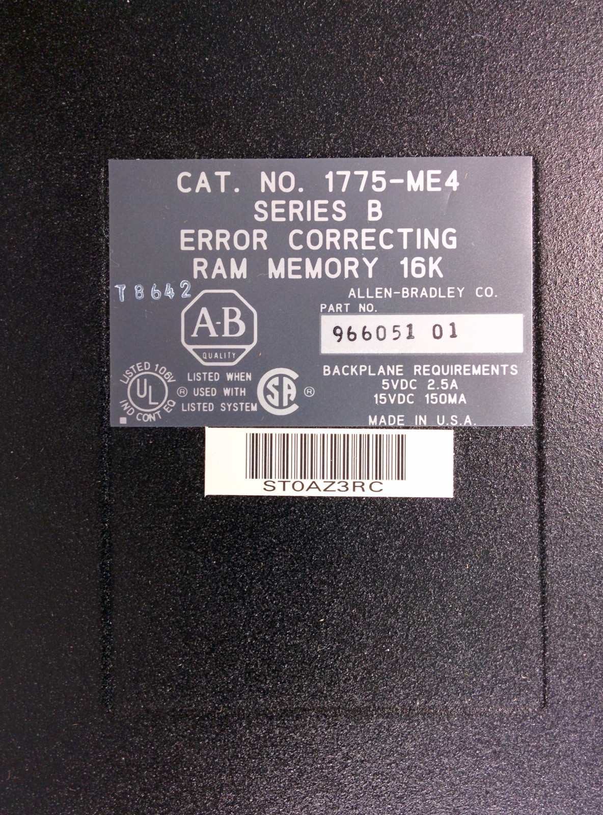 Allen-Bradley 1775-ME4 Series B Error Correcting RAM Memory 16K