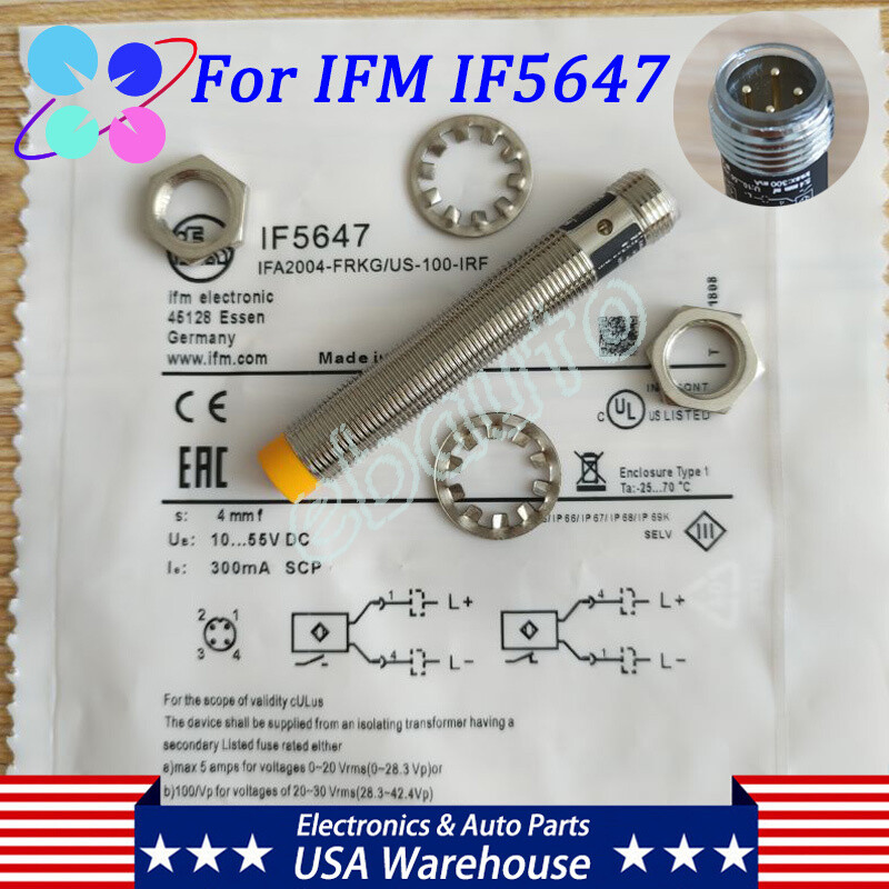 New For IFM IF5647 10-55VDC 4Pin Inductive Proximity Switch Sensor Free Shipping