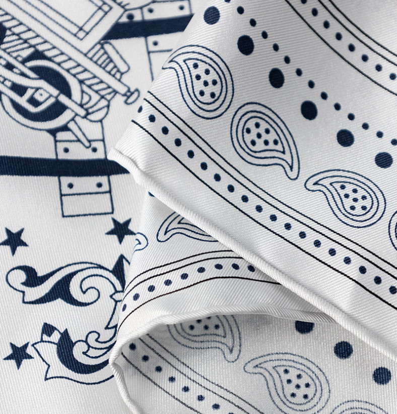 Pure 14 Momme Twill Silk Bandanna Scarf Wrap track Print Square Shawl 27" new
