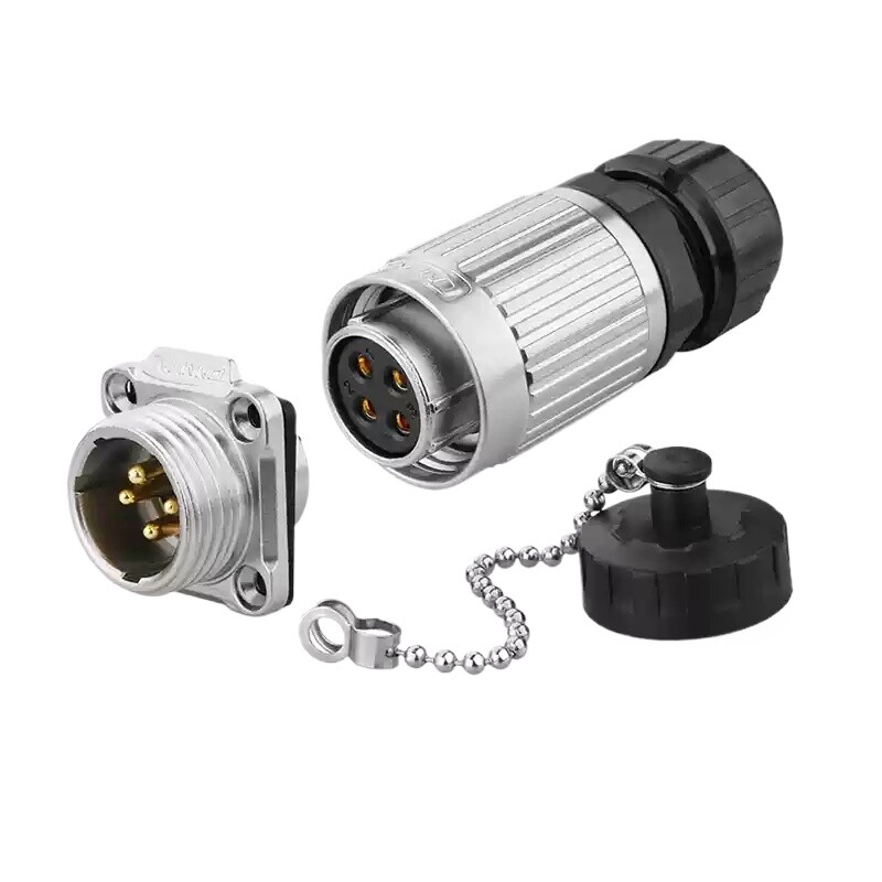 YW20 4-pin 20A 500V Aviation Waterproof Female Plug Male Seat
