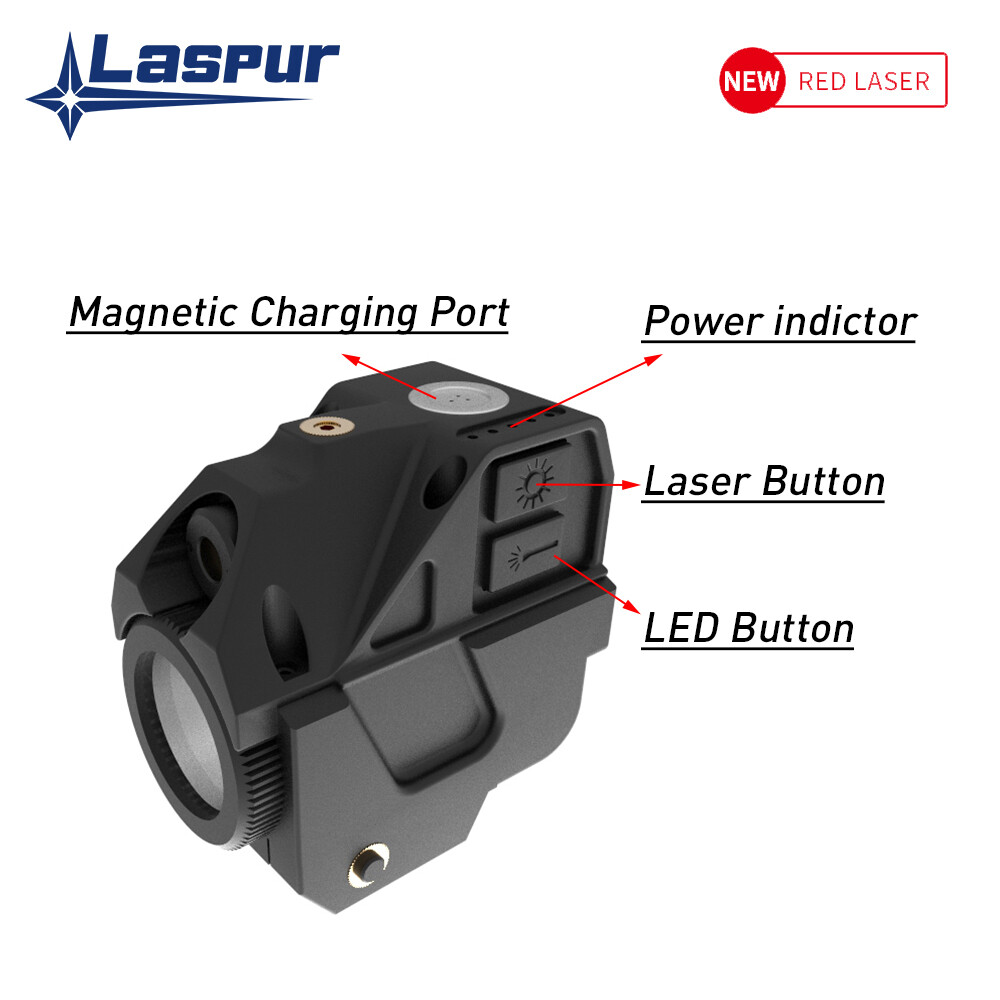 Laspur Compact RED Laser Sight Flashlight Light Combo, Magnetic Touch Recharge