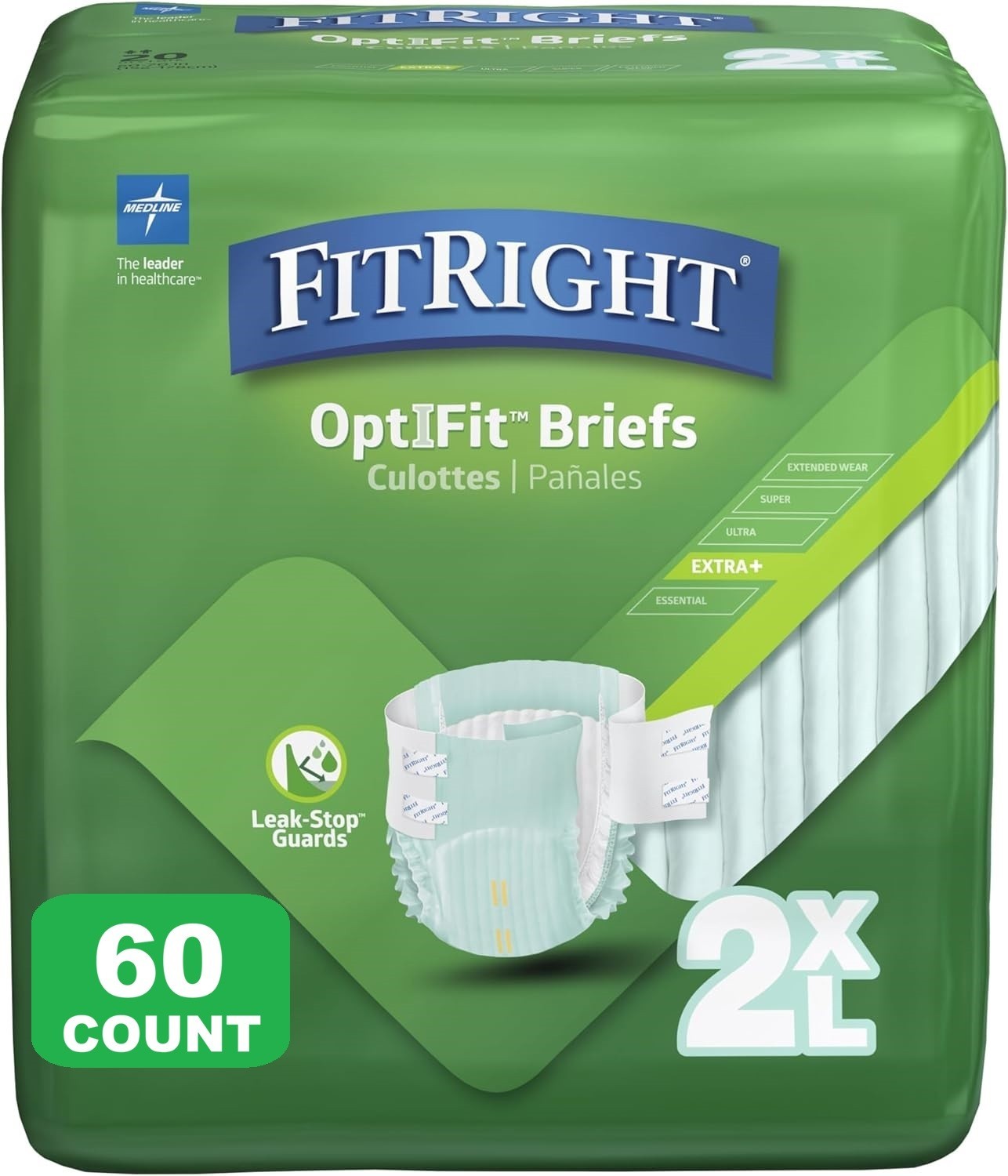 FitRight Extra+ OptiFit Heavy Absorbency Adult Diapers-2XL-60 COUNT