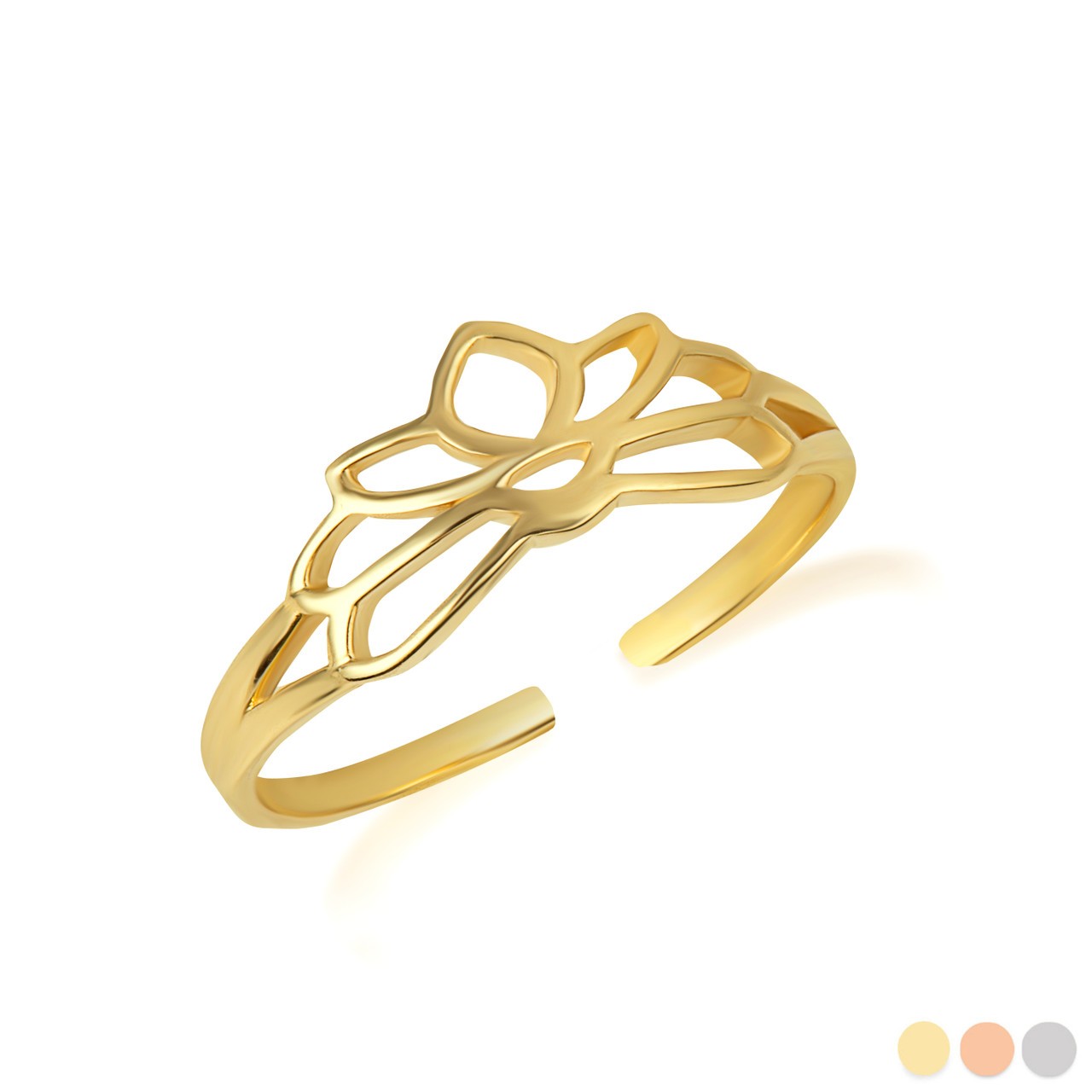 Gold Women's Lotus Flower Toe Ring (Available in Yellow/Rose/White Gold)