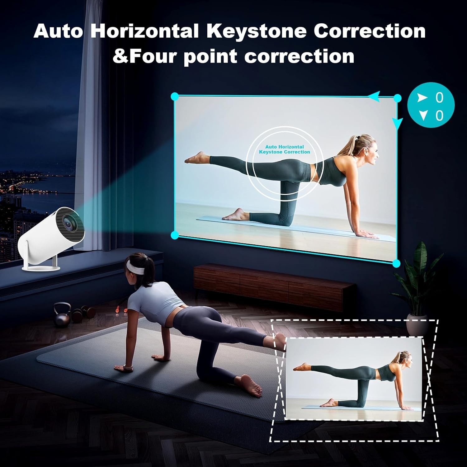 Ultimate Mini Projector - 35-130 Inch Screen, Automatic Keystone & 360 Sound