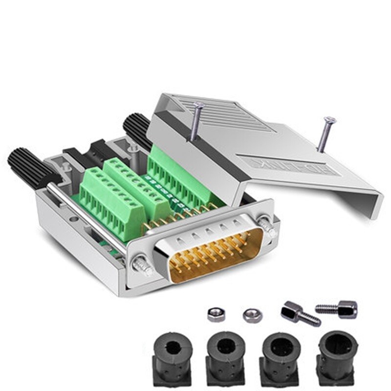 DB26 26 Pin solder-free male female plug serial parallel port 3 rows metal shell
