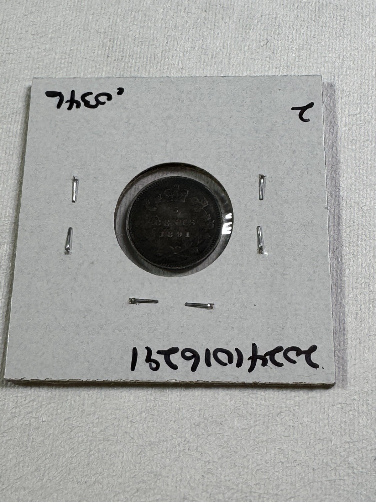 1891 Canada 5 Cents Small Silver Coin Cleaned