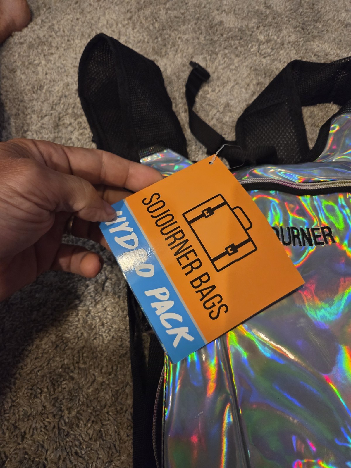 Sojourner Hydration Backpack Holographic Silver Reflective 2L Bladder Run Hiking