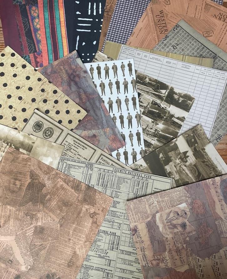 NEW LOT 2 OF VINTAGE RUSTY PICKLE PAPER 12 X12" 21 SHEETS  single sided