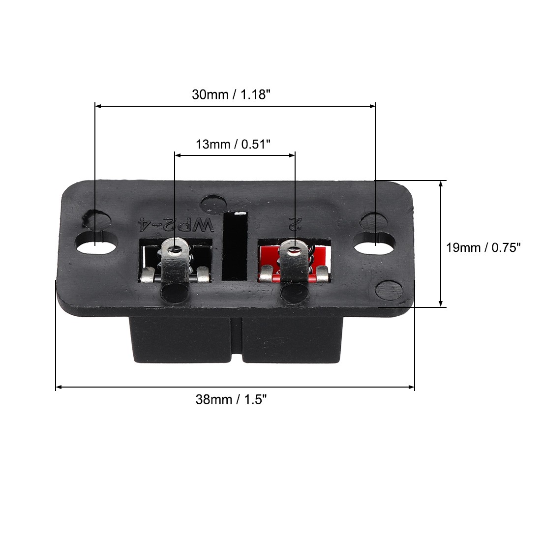 2 Way Spring Speaker Push Release Connector Terminals Strip Block WP2-204 6Pcs