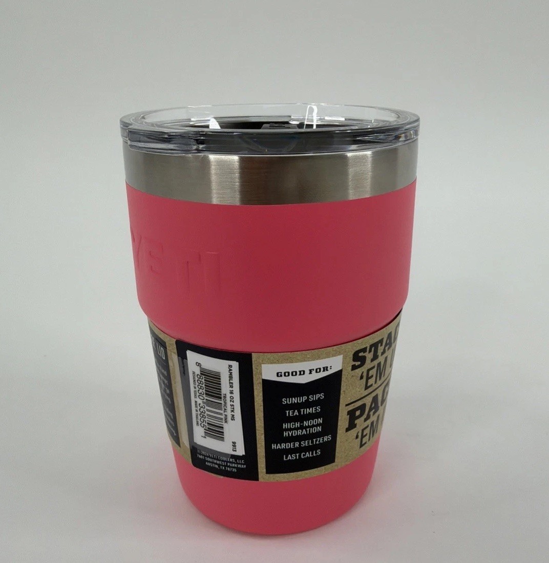 NEW Yeti Rambler 16oz Stackable Tropical Pink- Brand New -