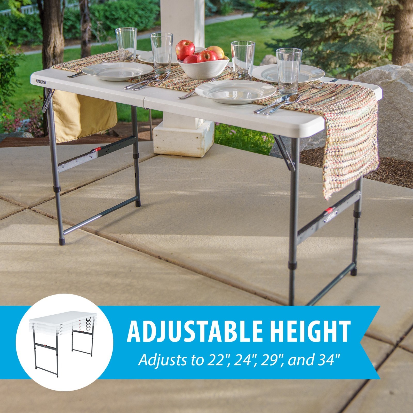 4-Foot Fold-in-Half Adjustable Table (Residential)