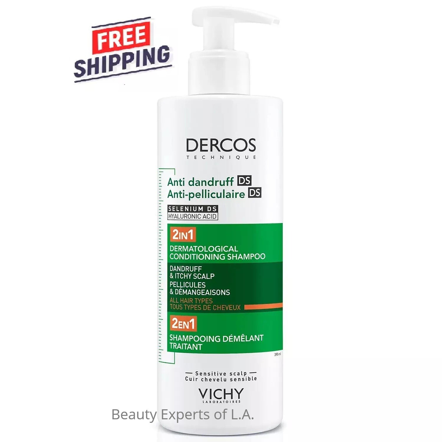 Vichy Dercos Anti Dandruff 2in1 Dermatological Conditioning Shampoo 390ml