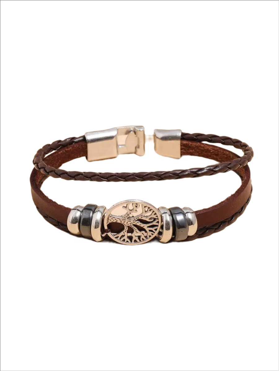 Men Tree Design Round Decor Bracelet,New