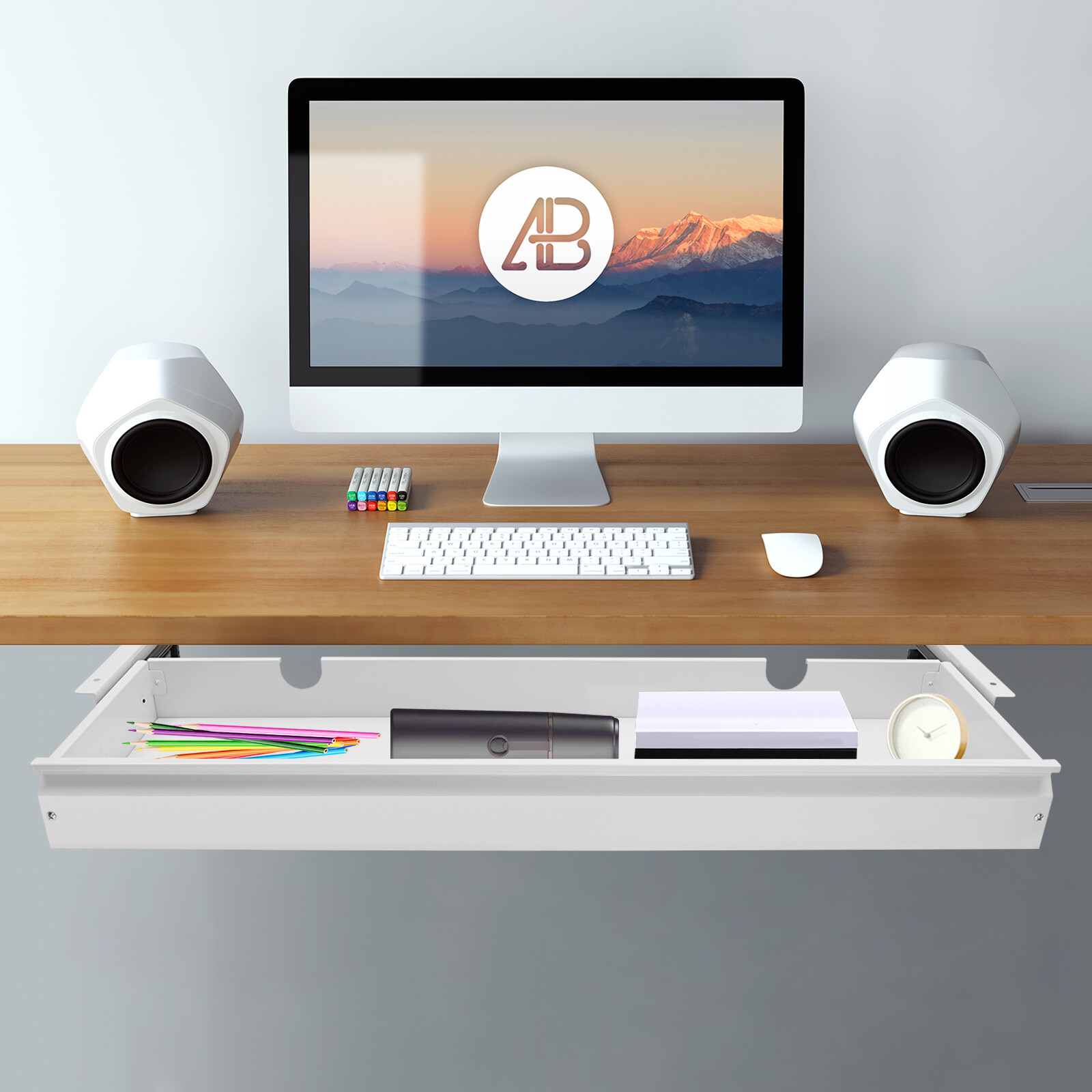 Under Desk Mounted Sliding Pull-out Drawer for Sit Stand Workstation