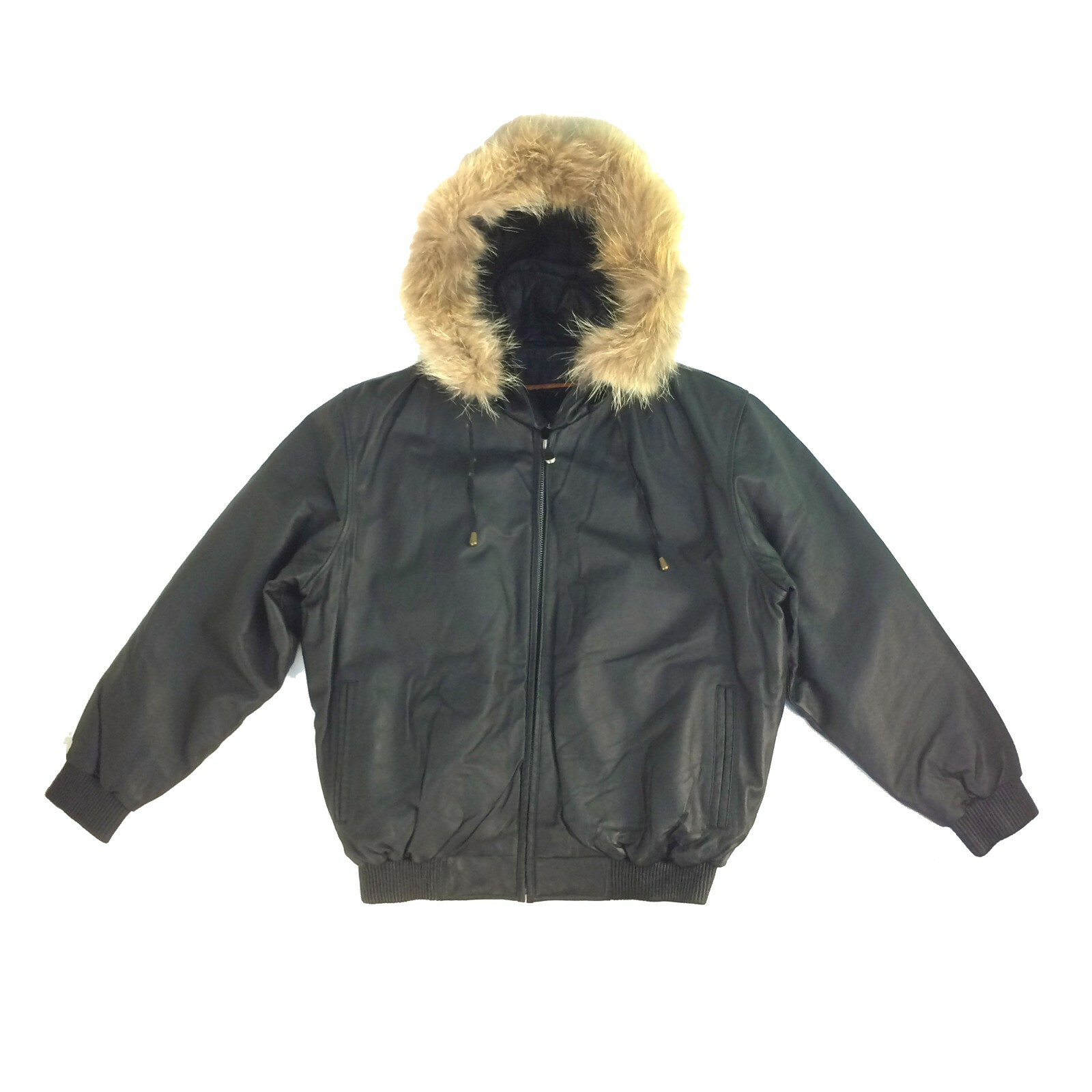 B-20HF, B-21HF Wilda, Men Leather Bomber Jacket, With Hoodie and Fur, BlacK