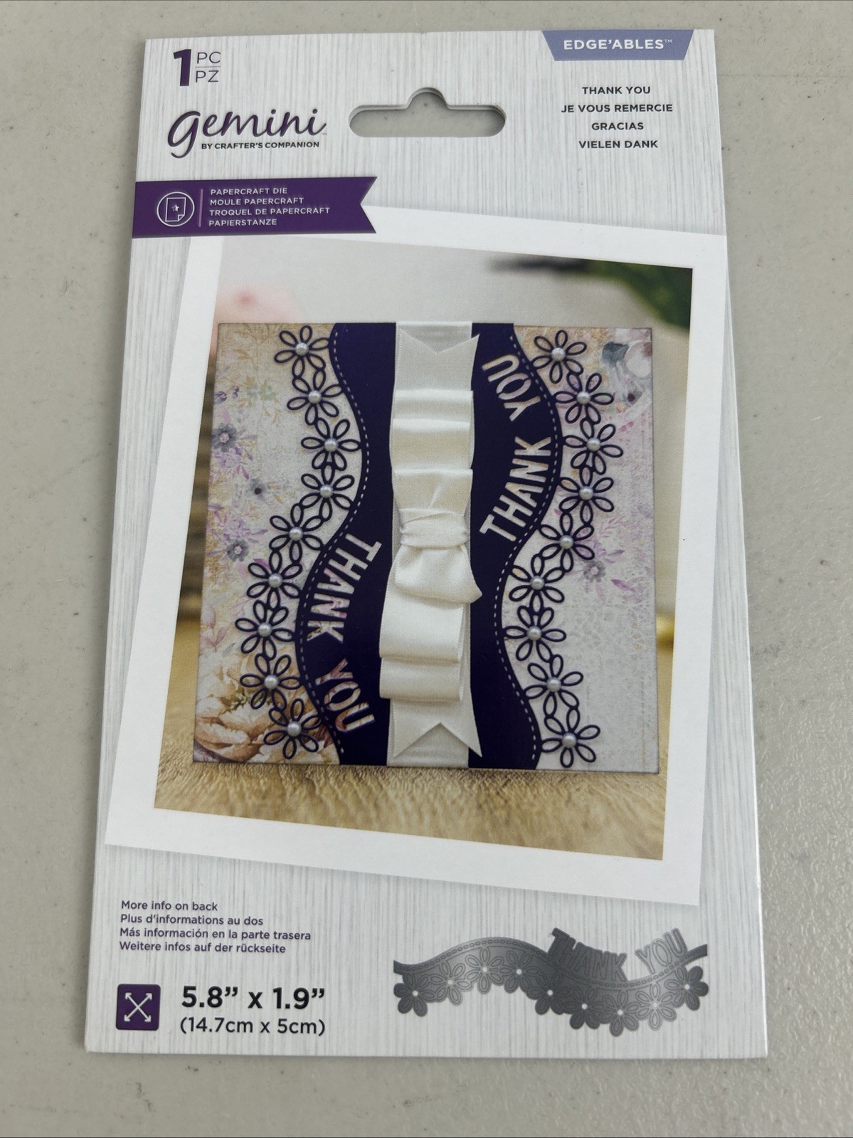Crafters Companion Edgeables Thank You Floral Edge 1pc Papercraft Die New
