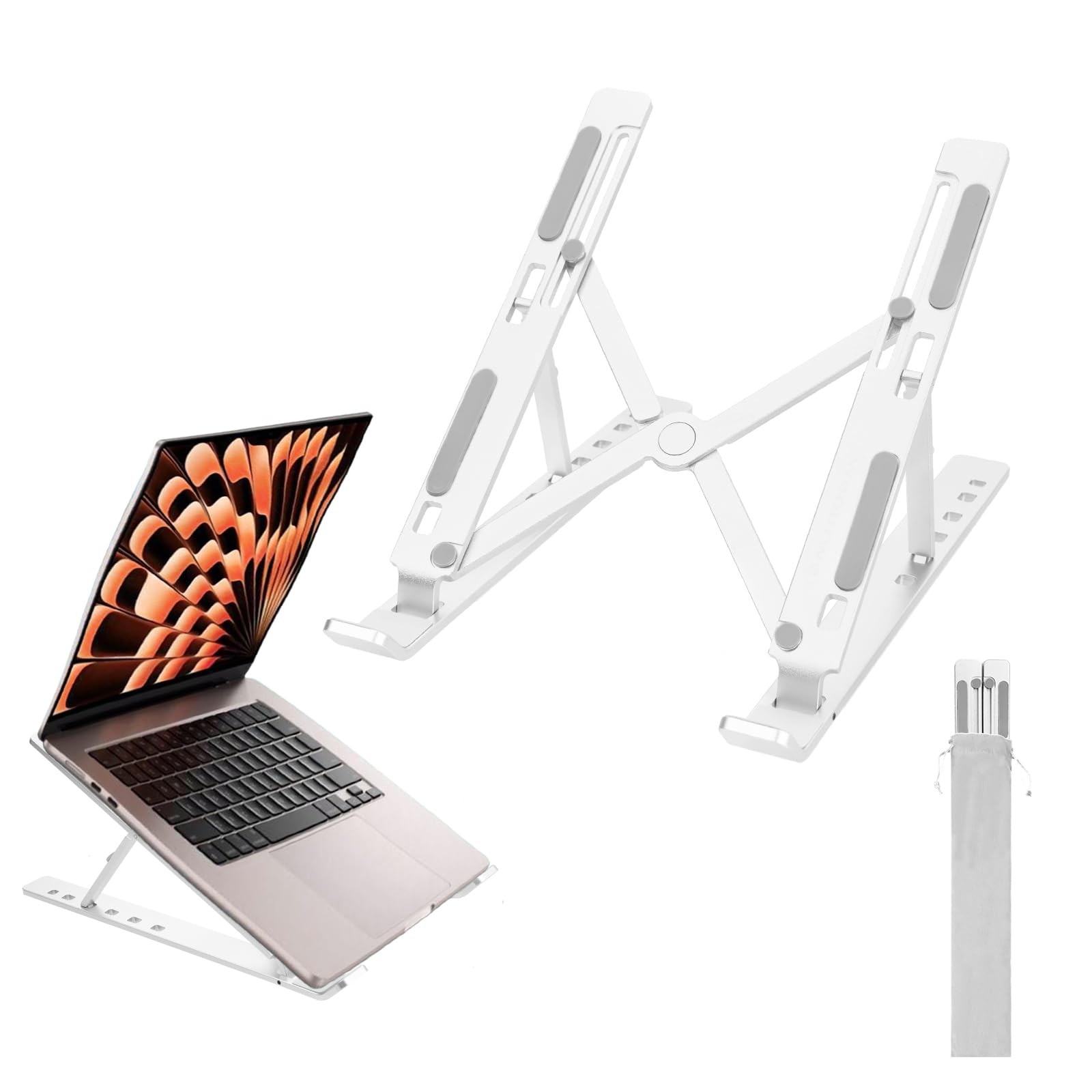 weourwe Ergonomic and Foldable Laptop Stand for Desk, Adjustable Silver