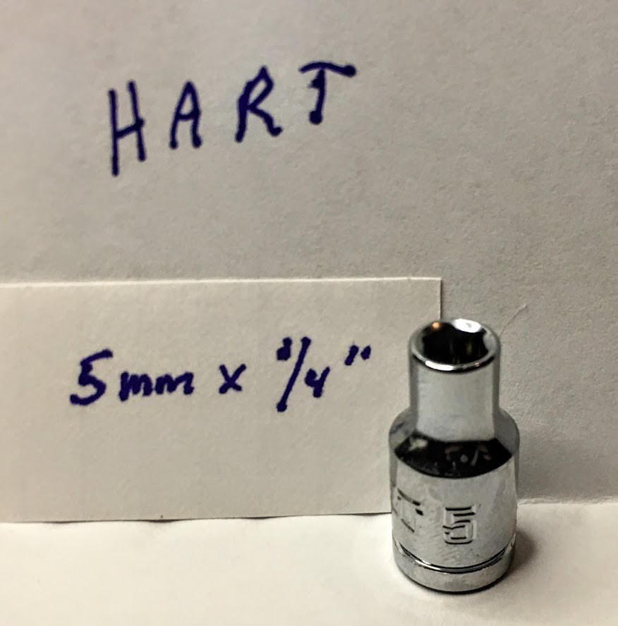 Hart  5 mm x 1/4"  Standard Socket  Chrome  6 Pt Free USA Shipping