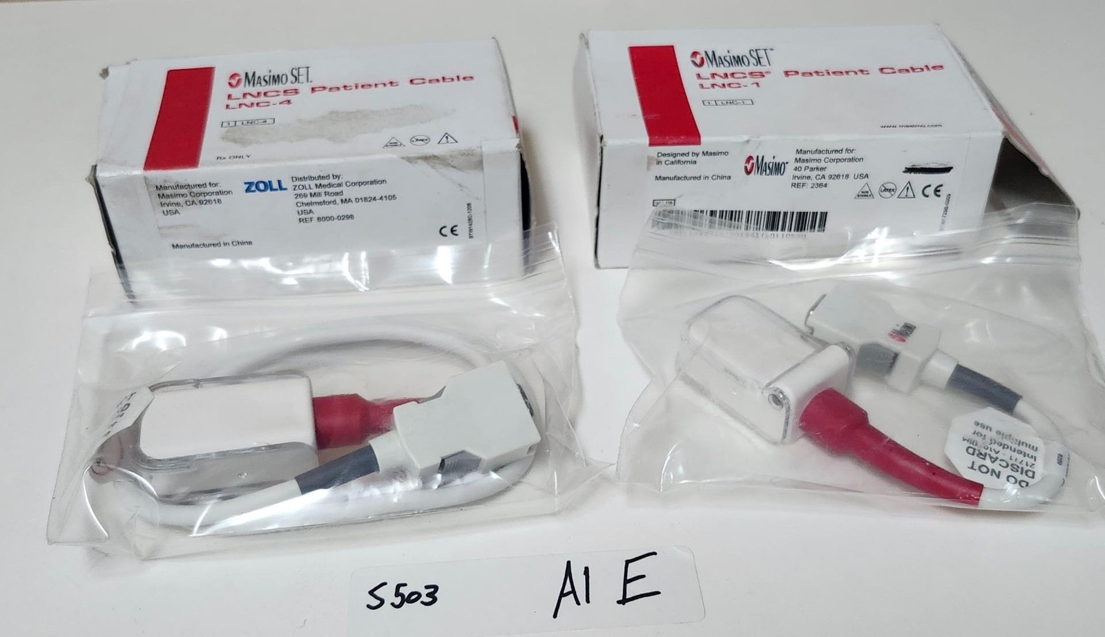 2 NEW IN BOX MASIMO SET LNCS PATIENT CABLES LNC-4 LNC-1 ! S503 A1 E