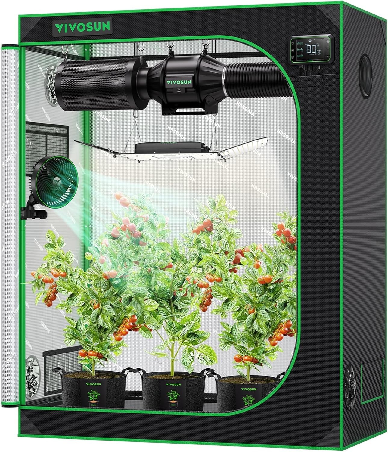 S425 2x4 Grow Tent 48"x24"x60" High Reflective Mylar Greenhouse W/ Observation