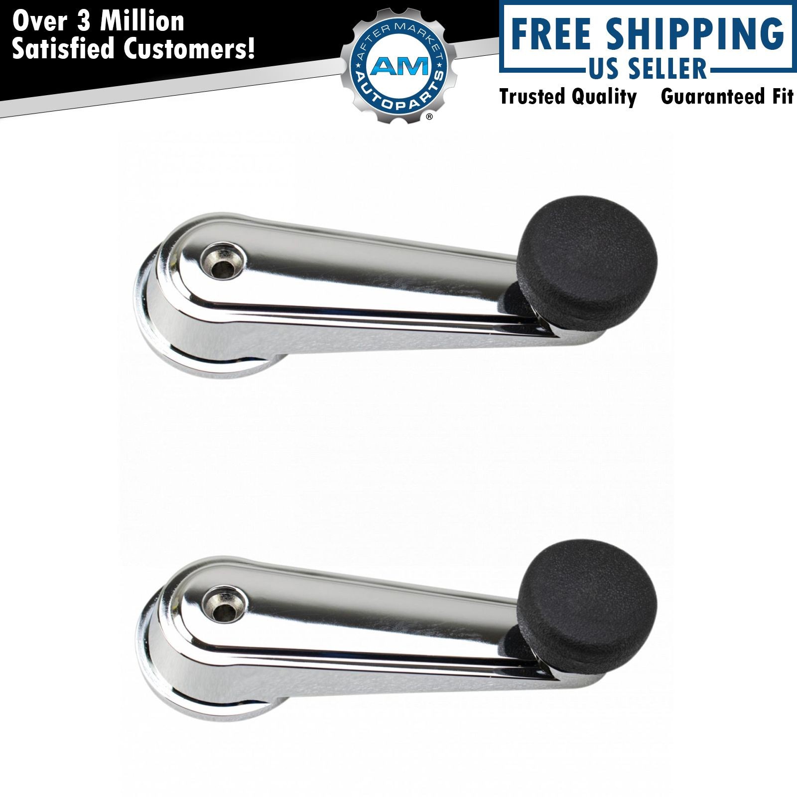 Window Crank Handle Chrome & Black LH RH Pair for Heavy Duty Mack Truck New