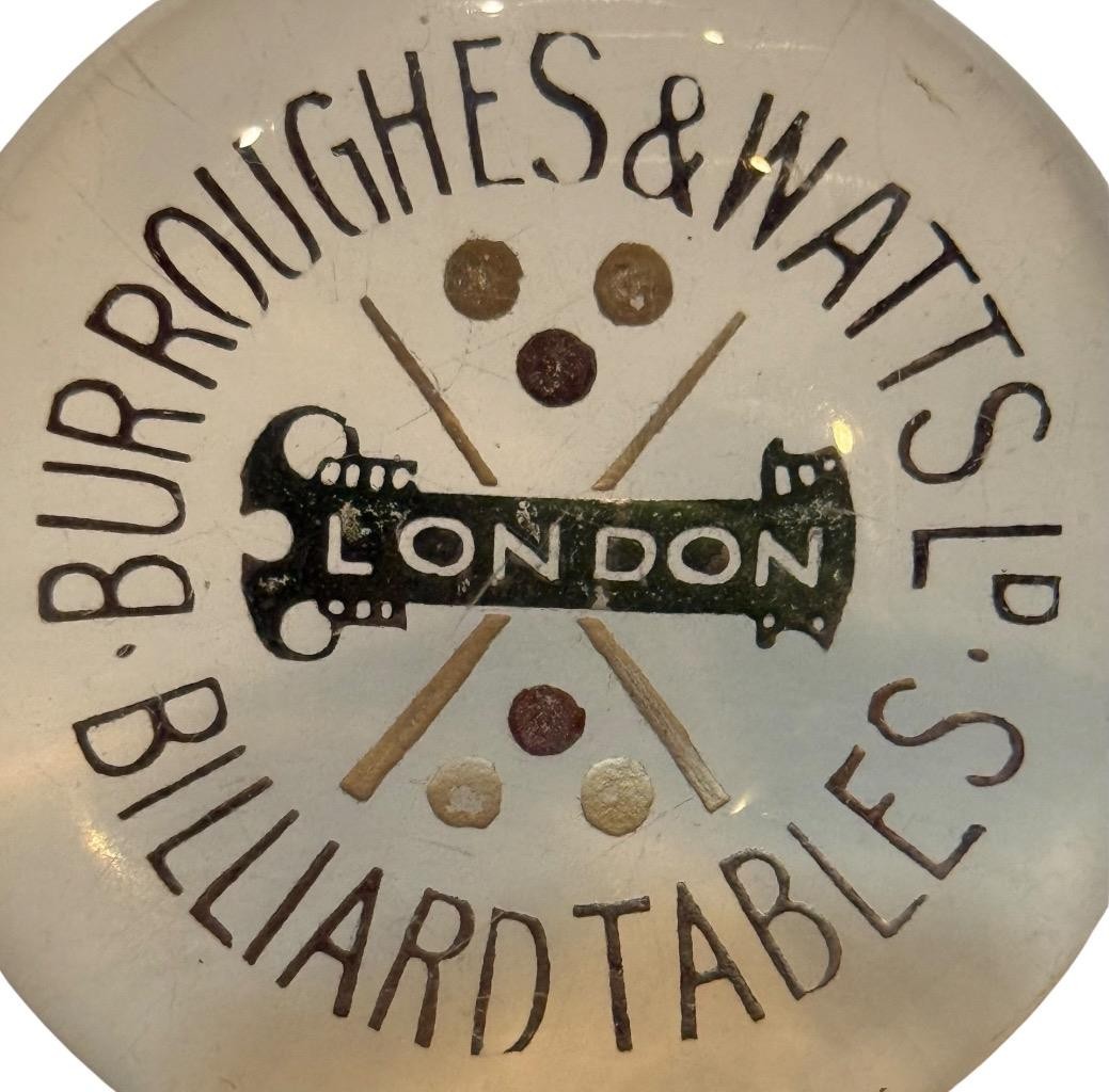 Antique Burroughes & Watts Billiard Tables Glass Paperweight London Vintage