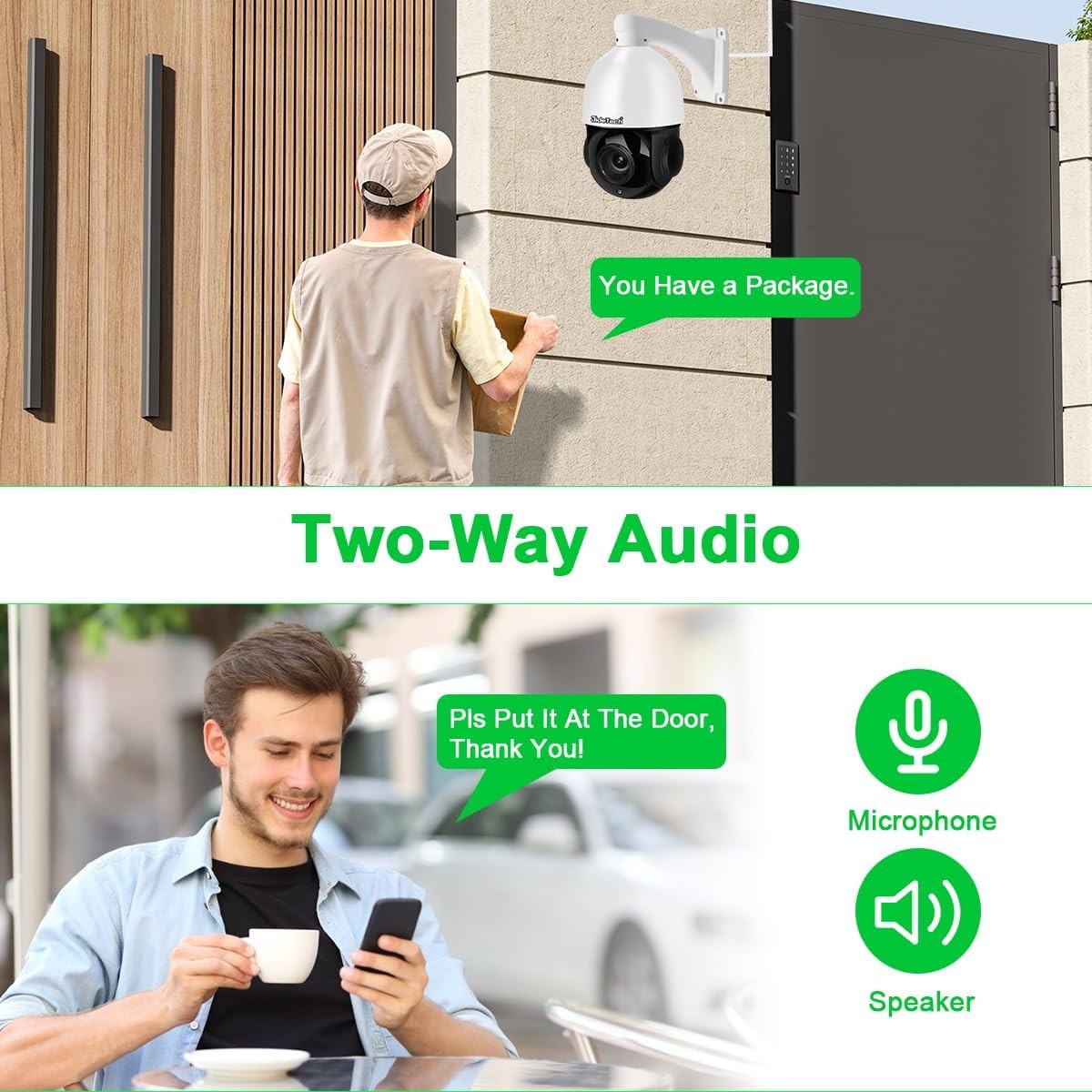 5MP PTZ Security Camera Outdoor 20X Optical Zoom PoE IP Camera Auto Tracking