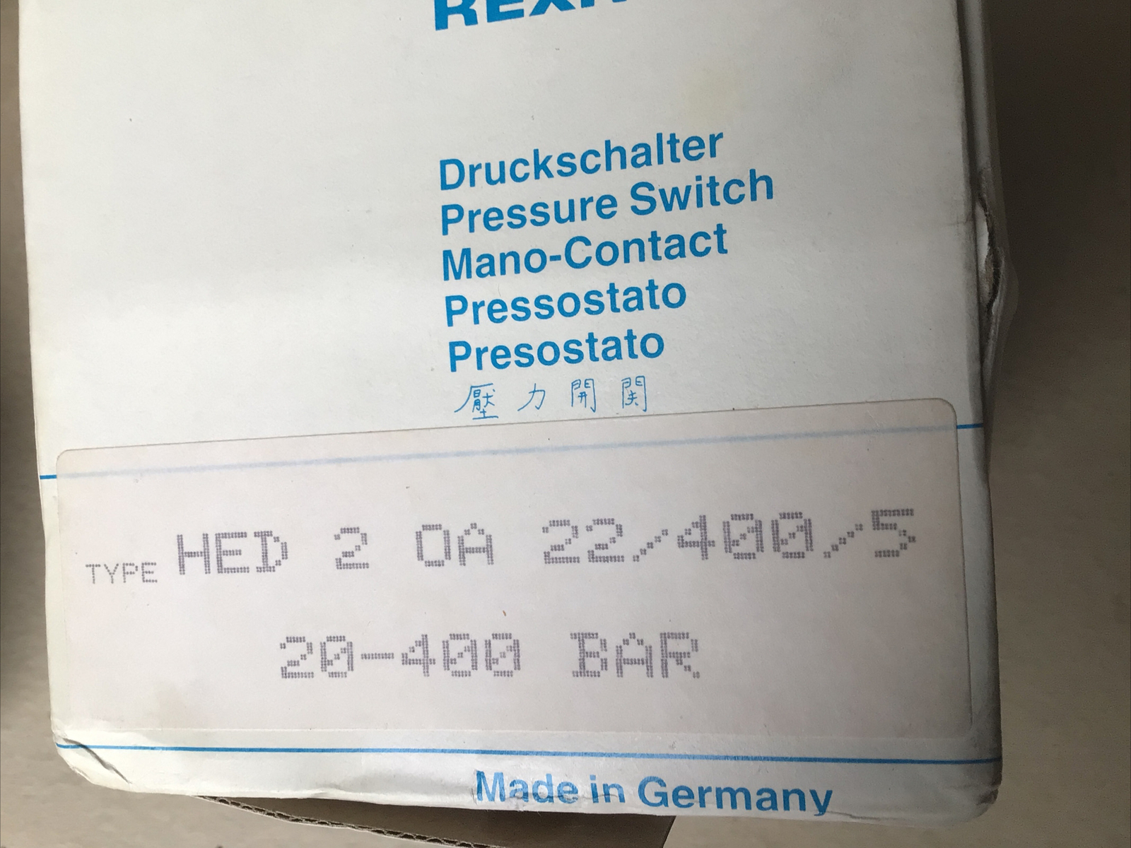 Rexroth Pressure Switch HED20A20/400