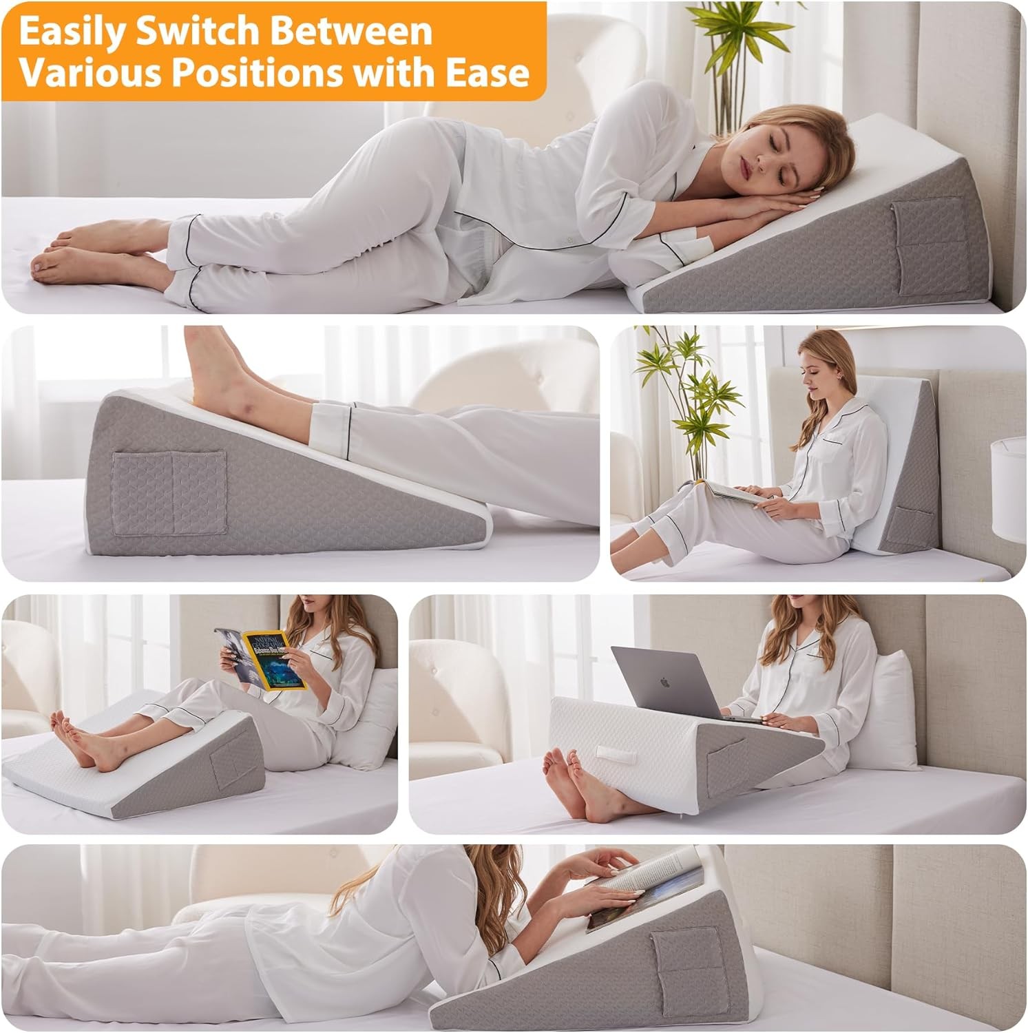 Pillow for Sleeping, 12" Bed Wedge Pillow for Headboard, Triangle