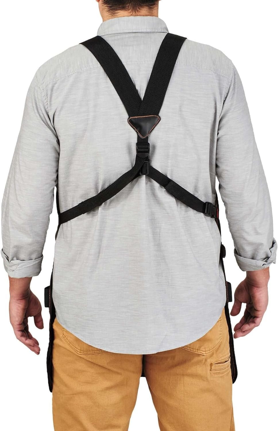Gray Full Length Canvas Tool Apron 13 Pockets Adjustable Cross Back
