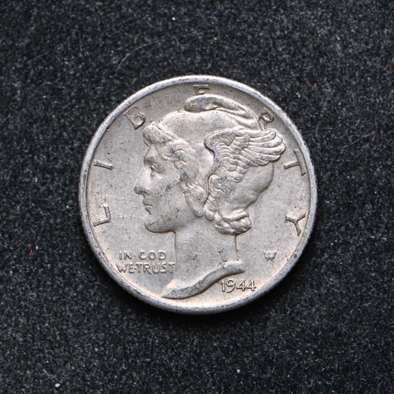 1944-S Mercury Silver Dime Toned AU (bb18470)