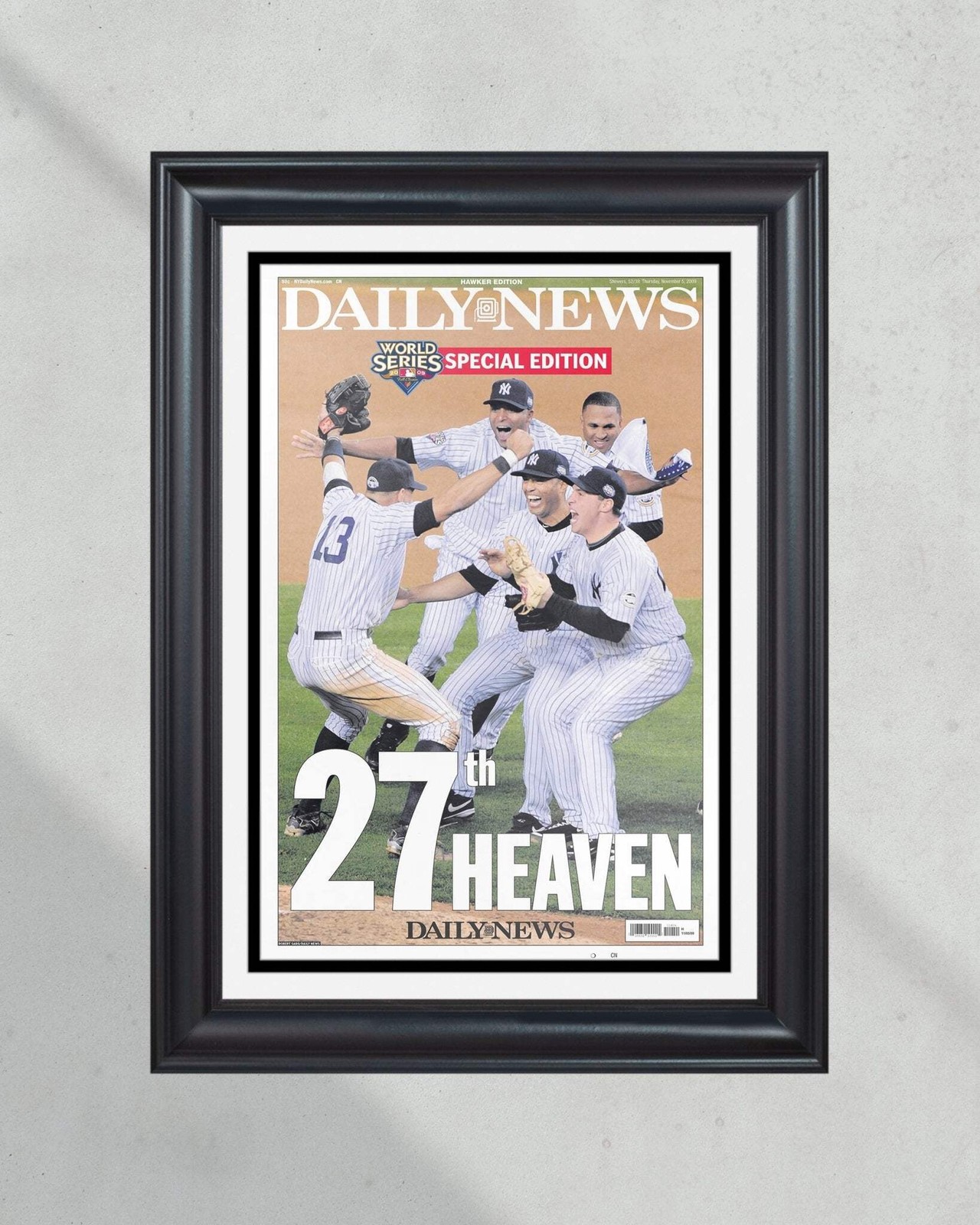 2009 New York Yankees World Series Framed Newspaper Front Page Print Yankee Stad