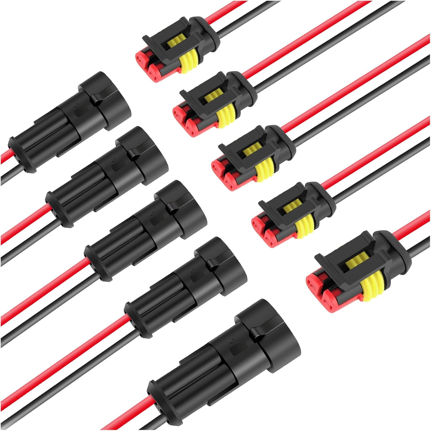 5 Sets Waterproof Wire Connectors of 2 Wwire Connector,17Awg 2 Pin Connector Kit