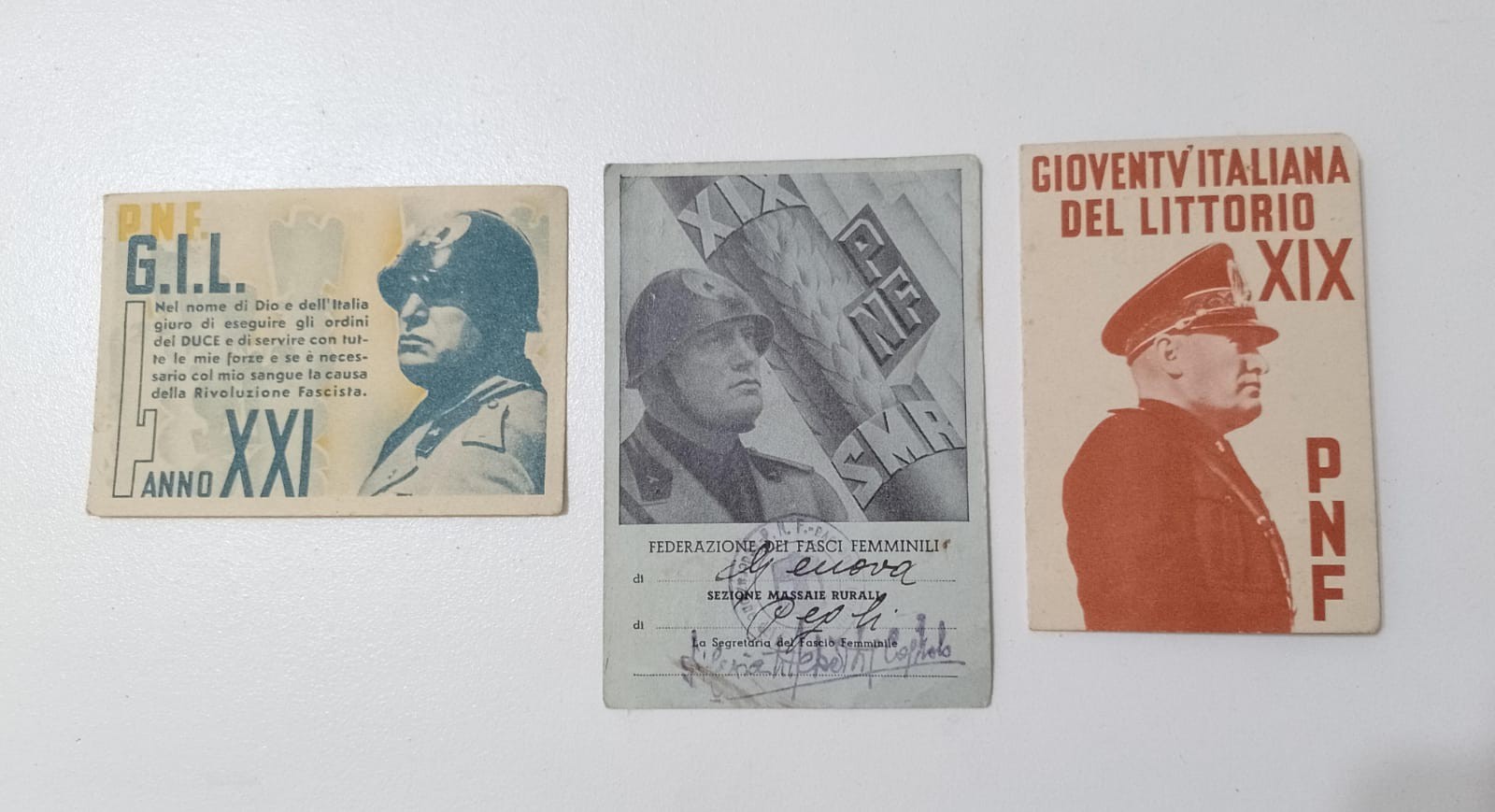 Old Tessera Gioventu Italiana del Littorio XIX GIL Pnf Fascismo Lot Italy 1930's