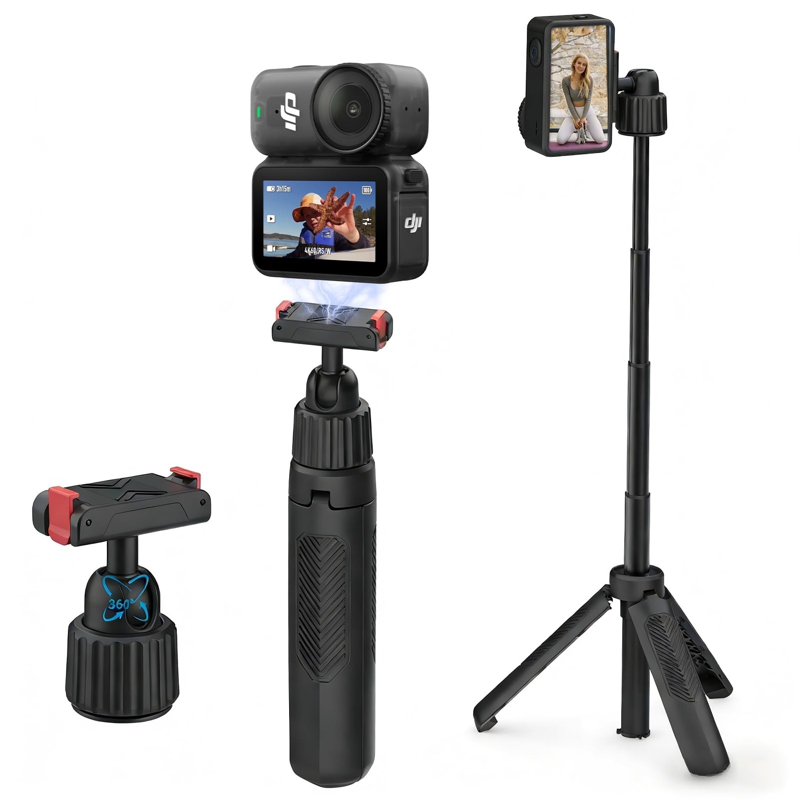 40cm/15.75'' Selfie Stick Tripod for DJI Osmo Action 6 & Nano , 360° Adjustab...