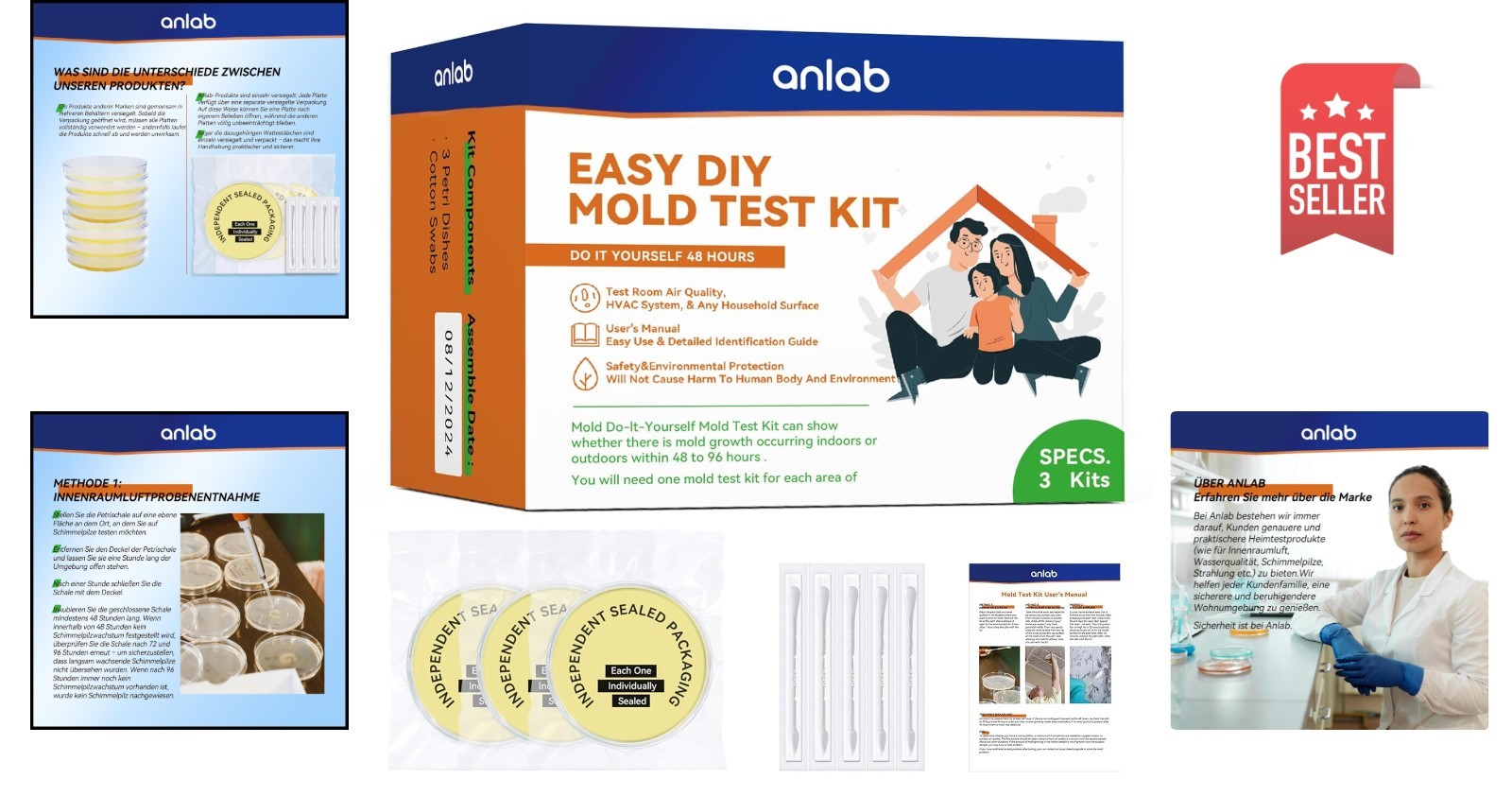 Fast 48-Hour Home Mold Detector Kit with Identification Guide for DIY Testing