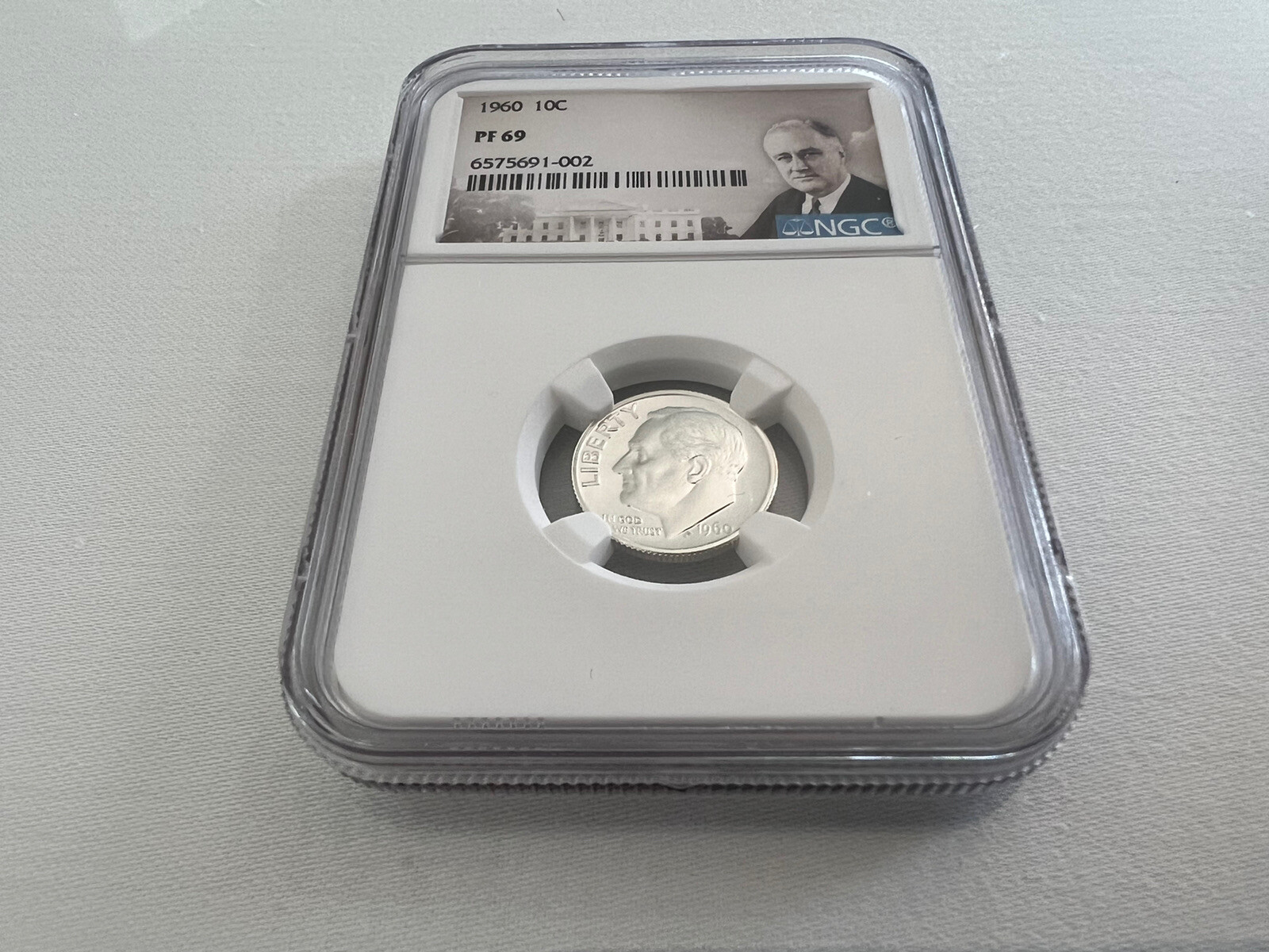 1960 SILVER ROOSEVELT DIME NGC PF69 PORTRAIT LABEL "NGC VALUE $160.00"
