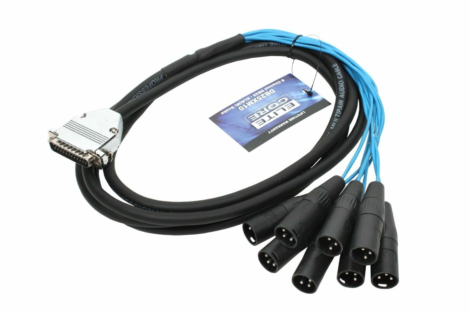 25-pin D-Sub to 8 XLR Male Analog Audio Breakout Snake Cable - 10' Elite Core
