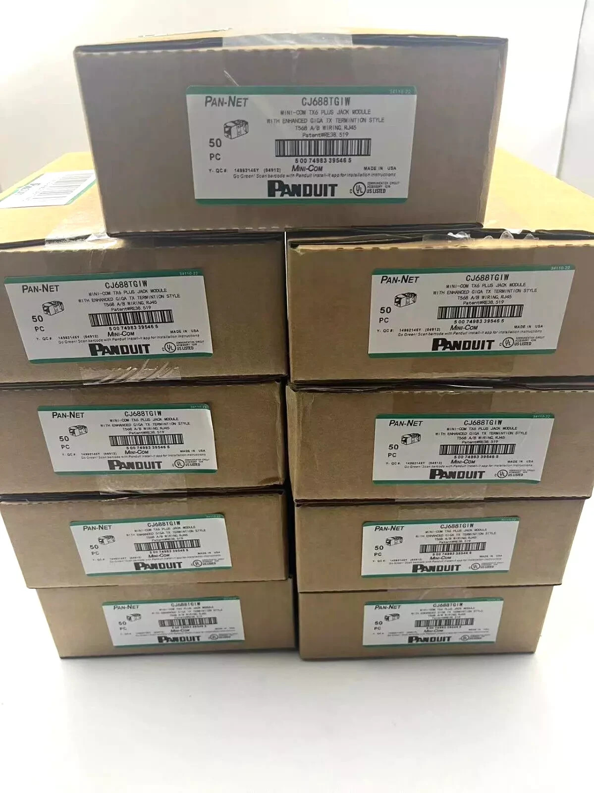 Panduit Giga TX Cat6 jack white CJ688TGIW BOX OF 50. Free shipping！