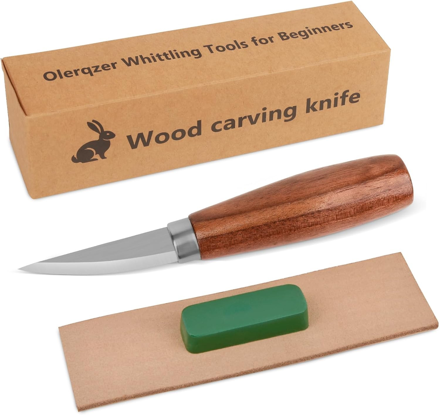 Wood Carving Knife Set with Leather Strop and Polishing Compound for Beginners