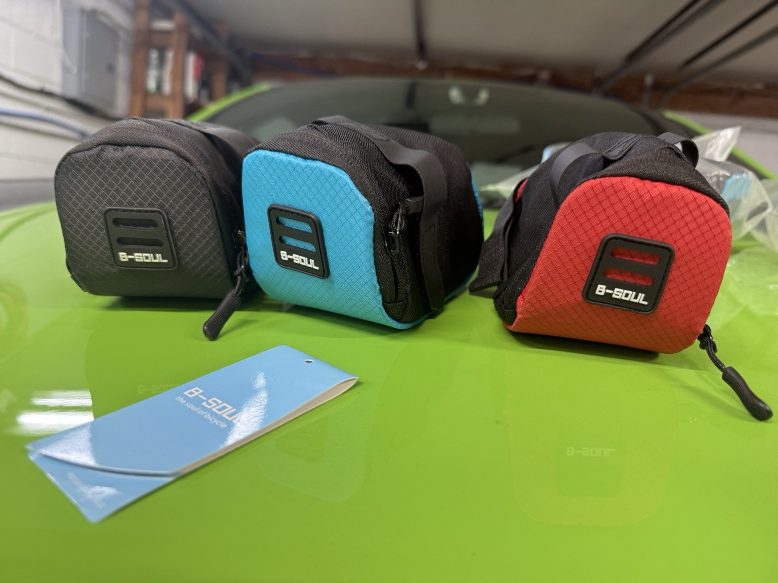 B-SOUL Saddle Seat Bag Synthetic Zip Closure Black Blue Red Cycling