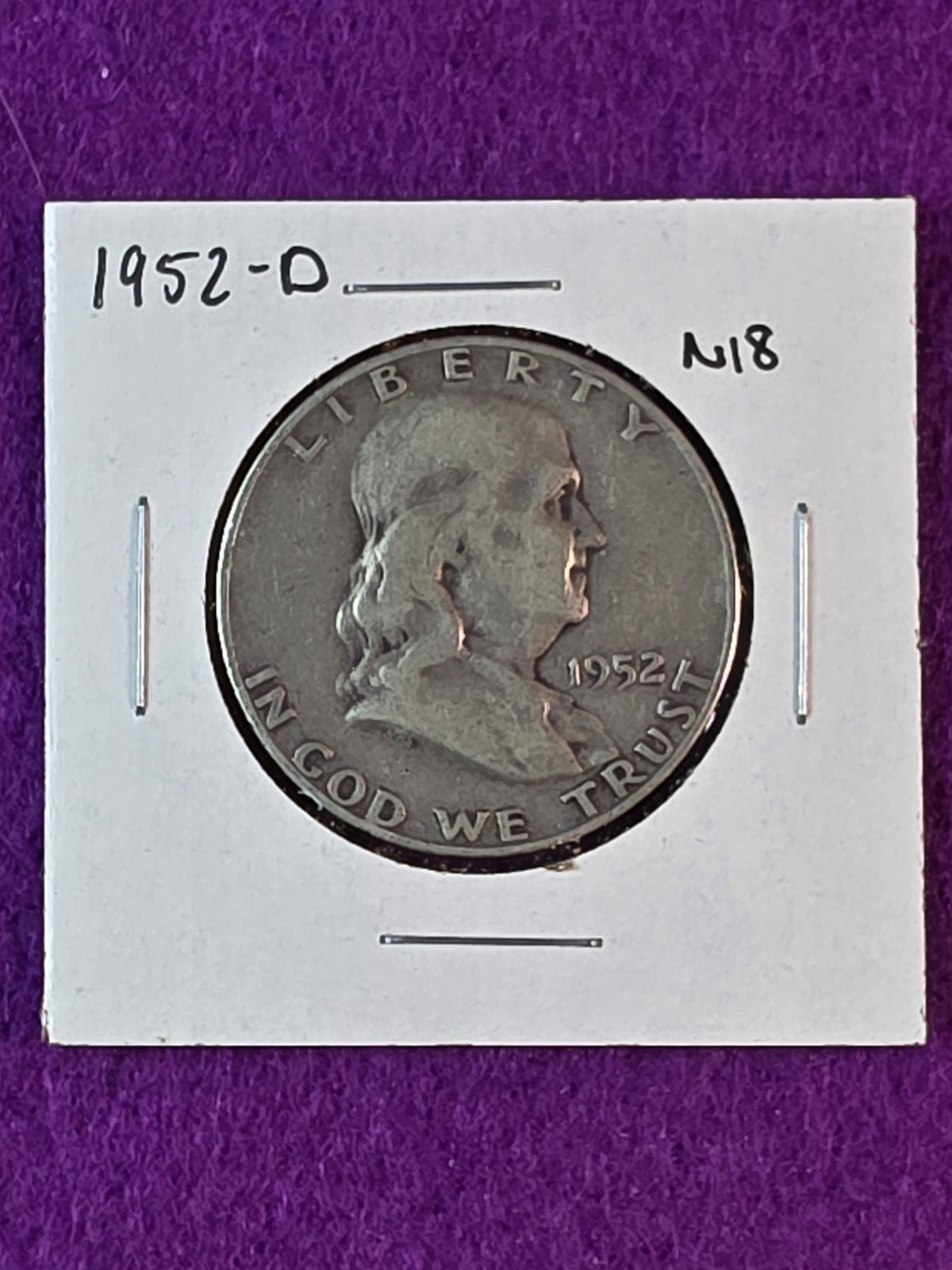 1952 D Franklin Half Dollar 50c U.S. Coin 90% Silver