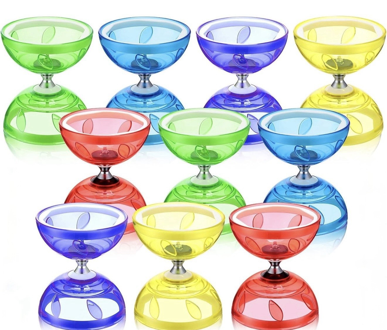 10 Chinese Diabolo Triple Bearing Yo-Yo Sets 5" Multi Color String Included