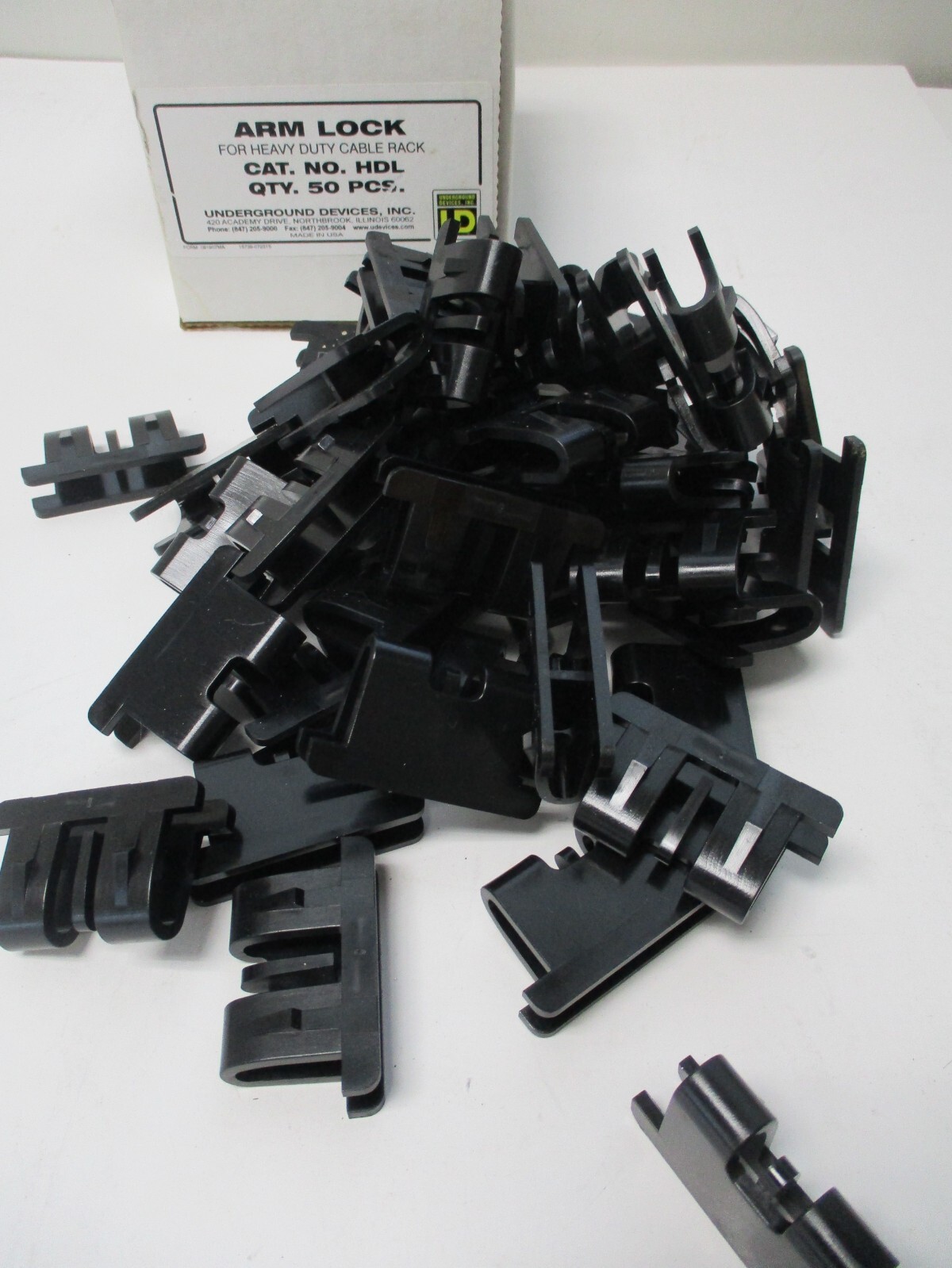 ARM LOCK P/N HDL, HEAVY DUTY CABLE RACK STANCHIONS, LOT OF 50, BLACK