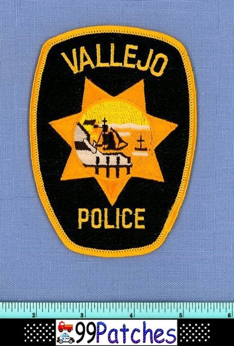 VALLEJO CALIFORNIA Police Patch OLD SAILING SHIP SAIL WHARF PIER OCEAN 4G