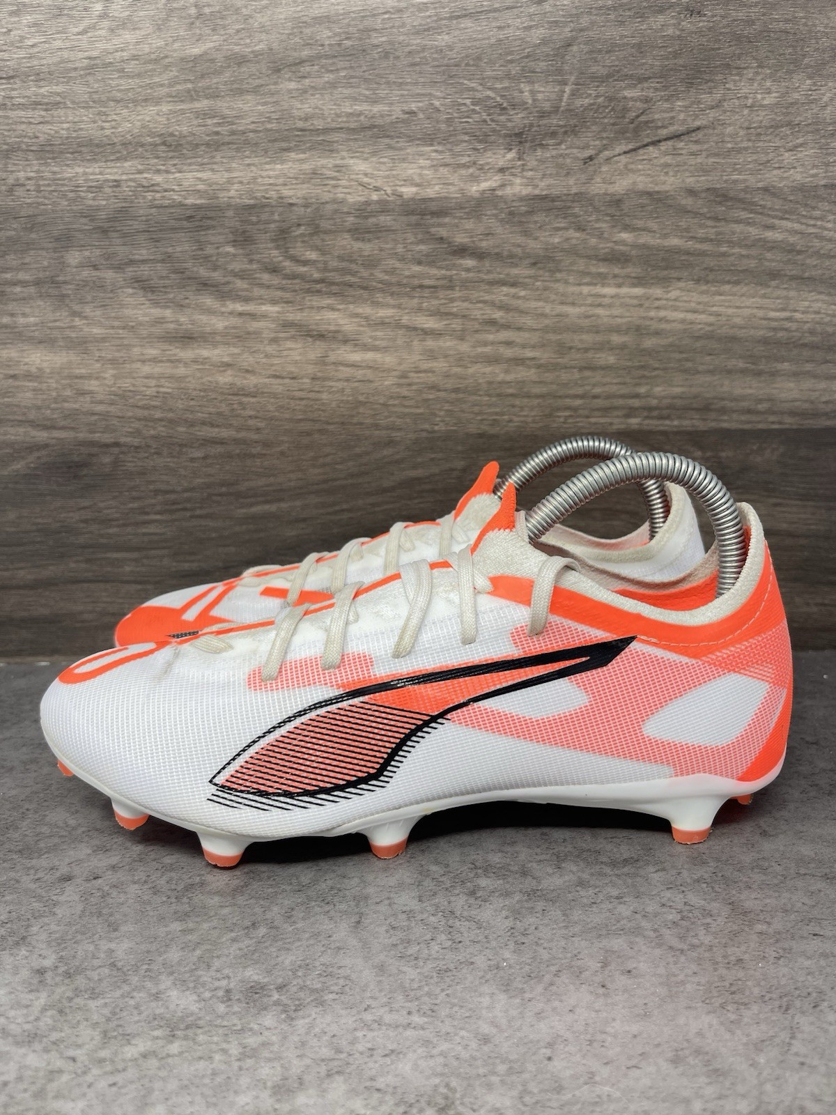Puma Ultra 5 Match Soccer Cleats Mens Size 7 White Orange FG AG 108166-01