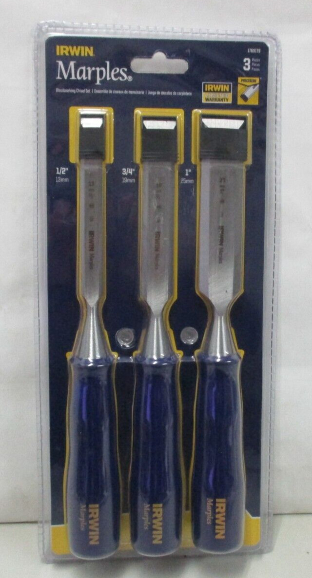 Irwin Marples 3pc Precision Woodworking Chisel Set 1/2", 3/4", 1"